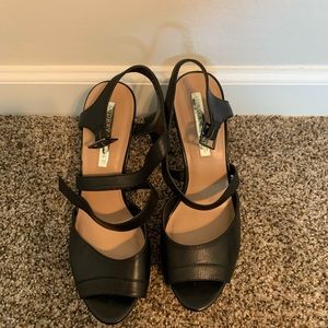 Black open toed heeled sandal
